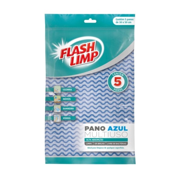 FLASH LIMP PANO AZUL MULTIUSO 5 PEÇAS